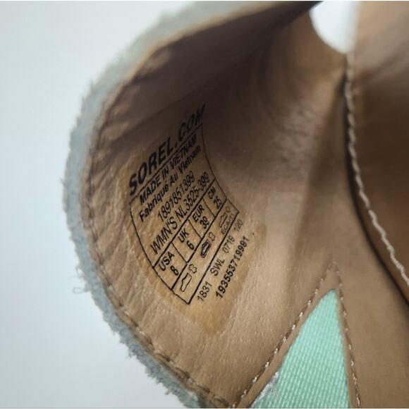Sorel Women's Ella Block Slide Sandal Flats Suede Mint Green 8 - Picture 6 of 11